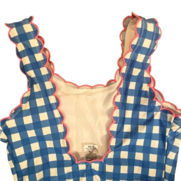 Crown & Ivy Blue and White Checkered Kids Swim One Piece - Picture 4 of 6